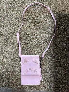 Just Must Cute Pink Cat Face Crossbody Bag with Tassel